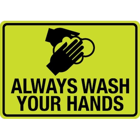 Lyle Wash Hands Thoroughly , 14 in x 10 in, HiVis Reflective Aluminum, LCUV-0103ST-RA_14x10 LCUV-0104ST-RA_14x10